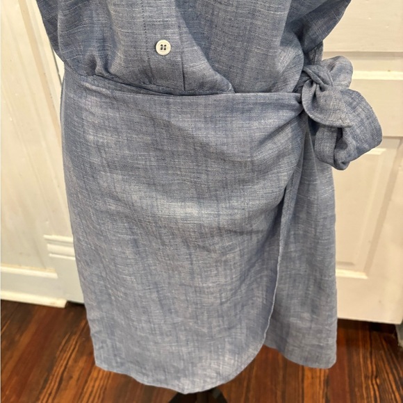 FRNCH Paris Linen Blend Denim Wrap Tie Waist Dress Size Sm rn 159143 - Picture 4 of 9